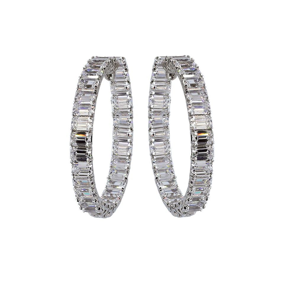 FANTASIA by DESERIO-Asscher Cut Hoop Earrings-CZ