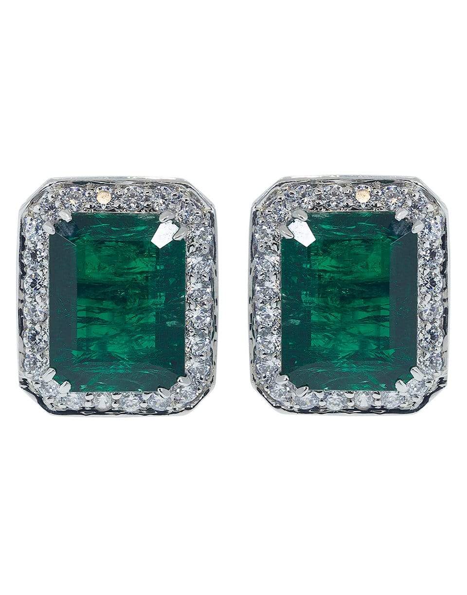 FANTASIA by DESERIO-Antique Asscher Cut Emerald Earrings-EM/CZ