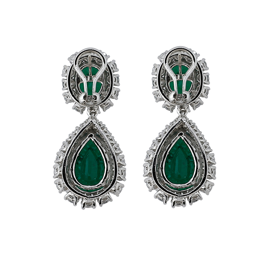 FANTASIA by DESERIO-Cubic Zirconia Oval Drop Earrings-EMRLD/CZ