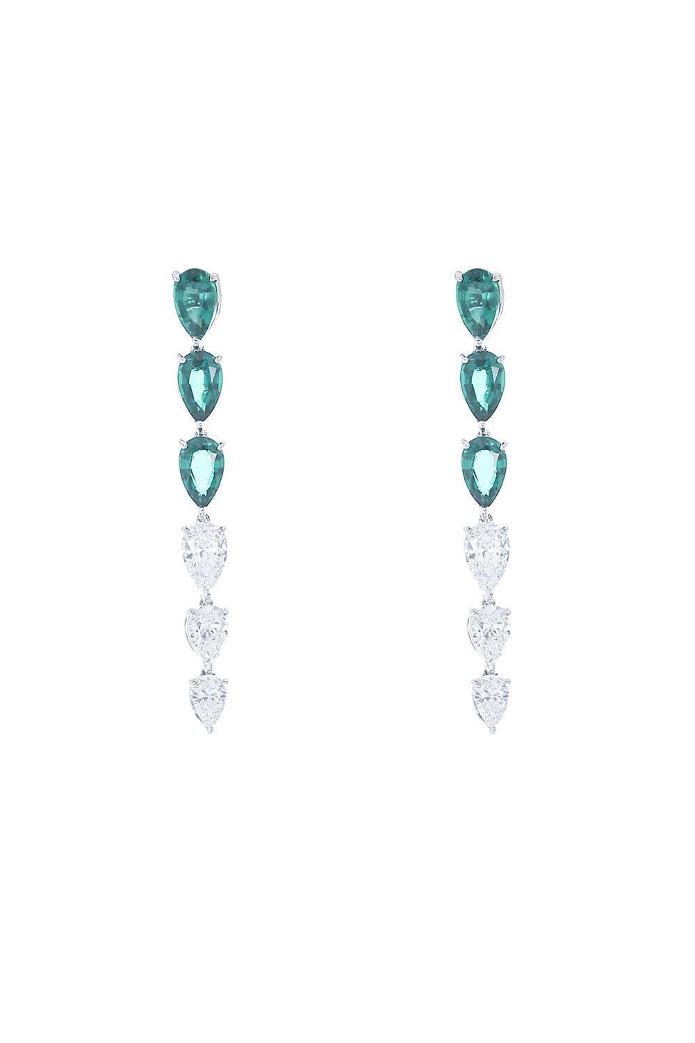 FANTASIA by DESERIO-Graduated Pear Drop Earrings-GREEN