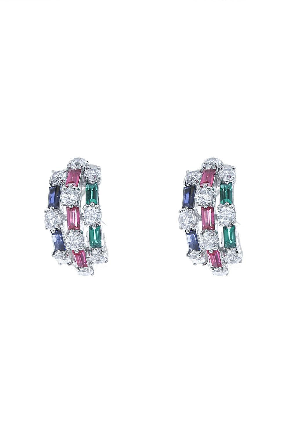 Triple Row Multi Color Earrings-MULTI-JEWELRYBOUTIQUEEARRING-FANTASIA by DESERIO