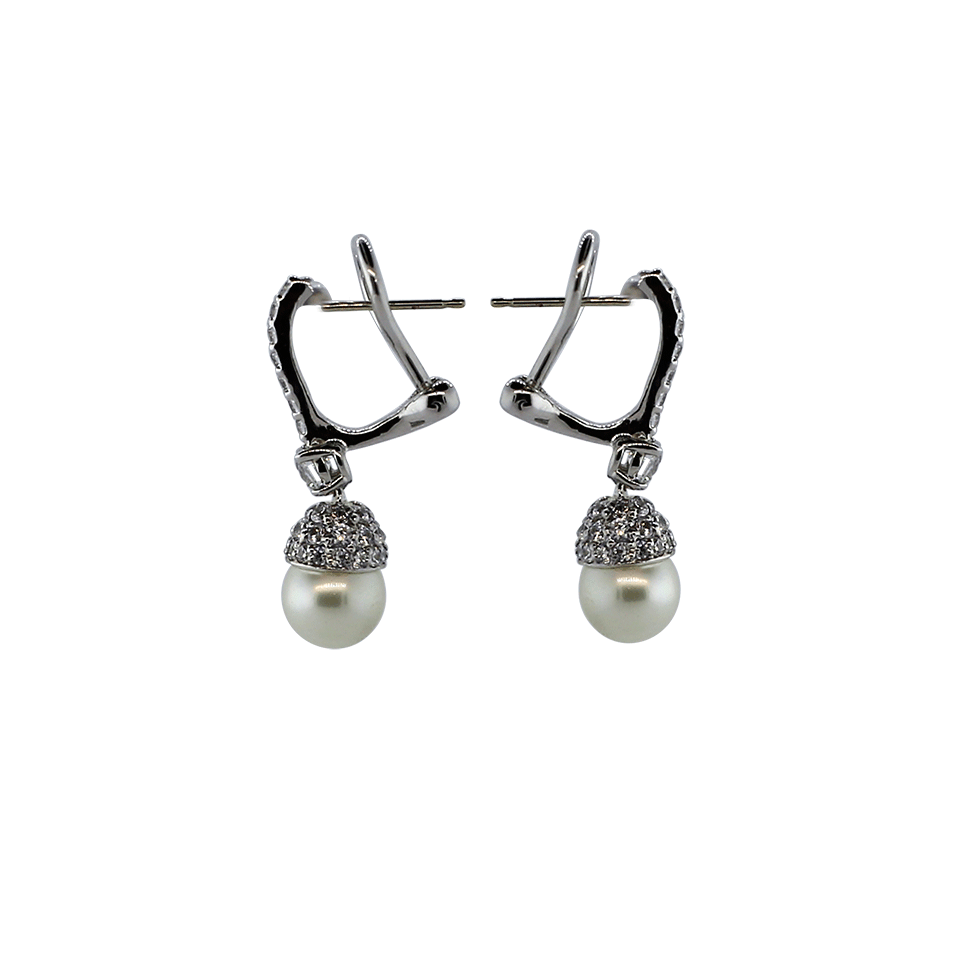 FANTASIA by DESERIO-Cubic Zirconia Pave And Pearl Drop Earrings-PRL/CZ