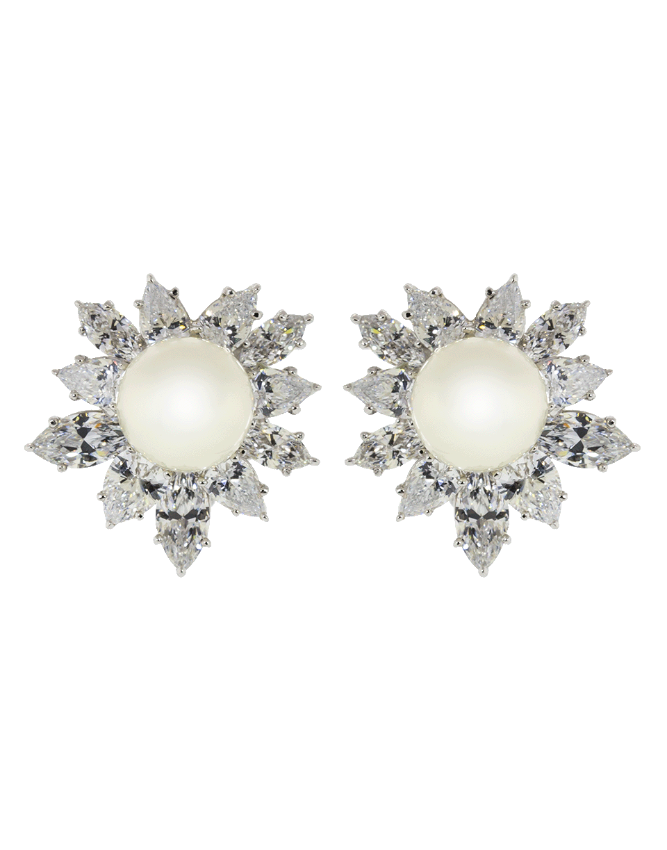 FANTASIA by DESERIO-Cubic Zirconia And Pearl Burst Earrings-PRL/CZVW