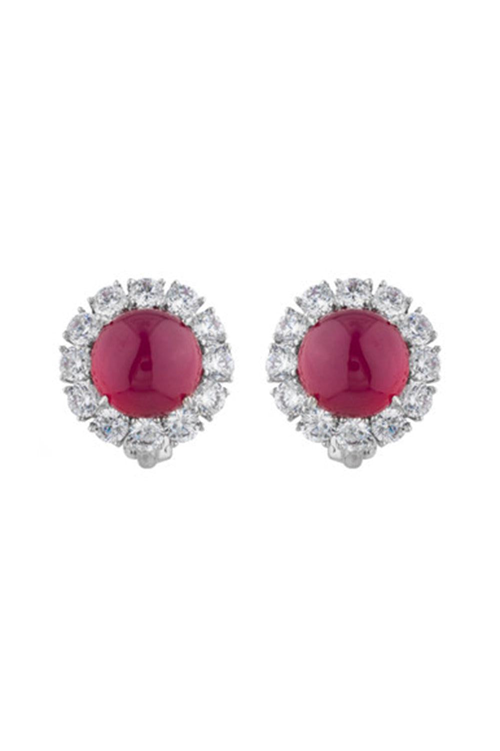 Red Cabochon Stone Earrings-RED-JEWELRYBOUTIQUEEARRING-FANTASIA by DESERIO