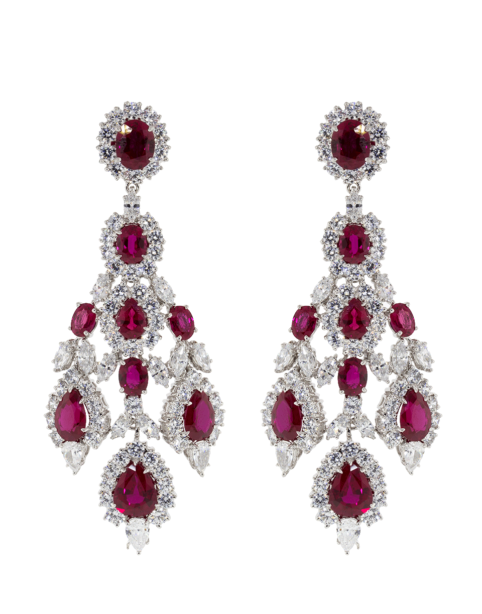 FANTASIA by DESERIO-Chandelier Ruby And Cubic Zirconia Earrings-RUB/CZWV