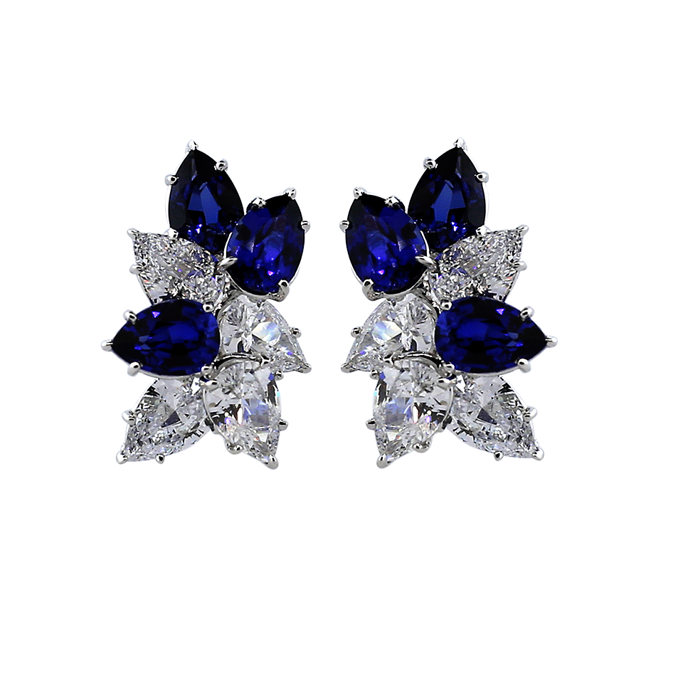 FANTASIA by DESERIO-Sapphire Cluster Earrings-SAP/CZ