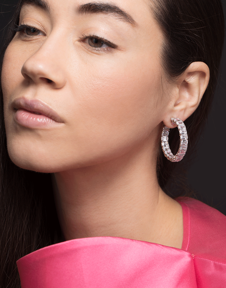 FANTASIA by DESERIO-Asscher Cut Hoop Earrings-W V CZ