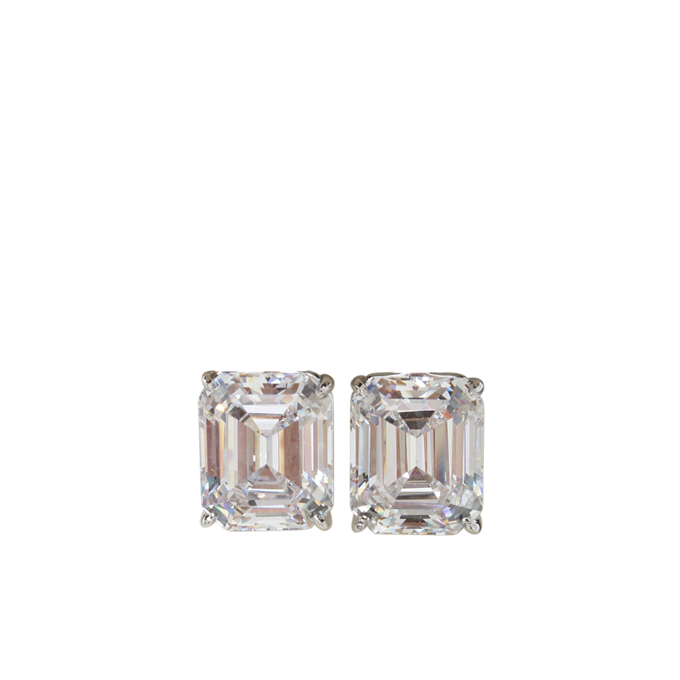 FANTASIA by DESERIO-Asscher Cut Stud Earrings-WHITE