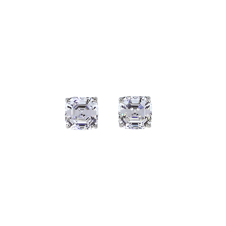 FANTASIA by DESERIO-Asscher Stud Earrings-CZ