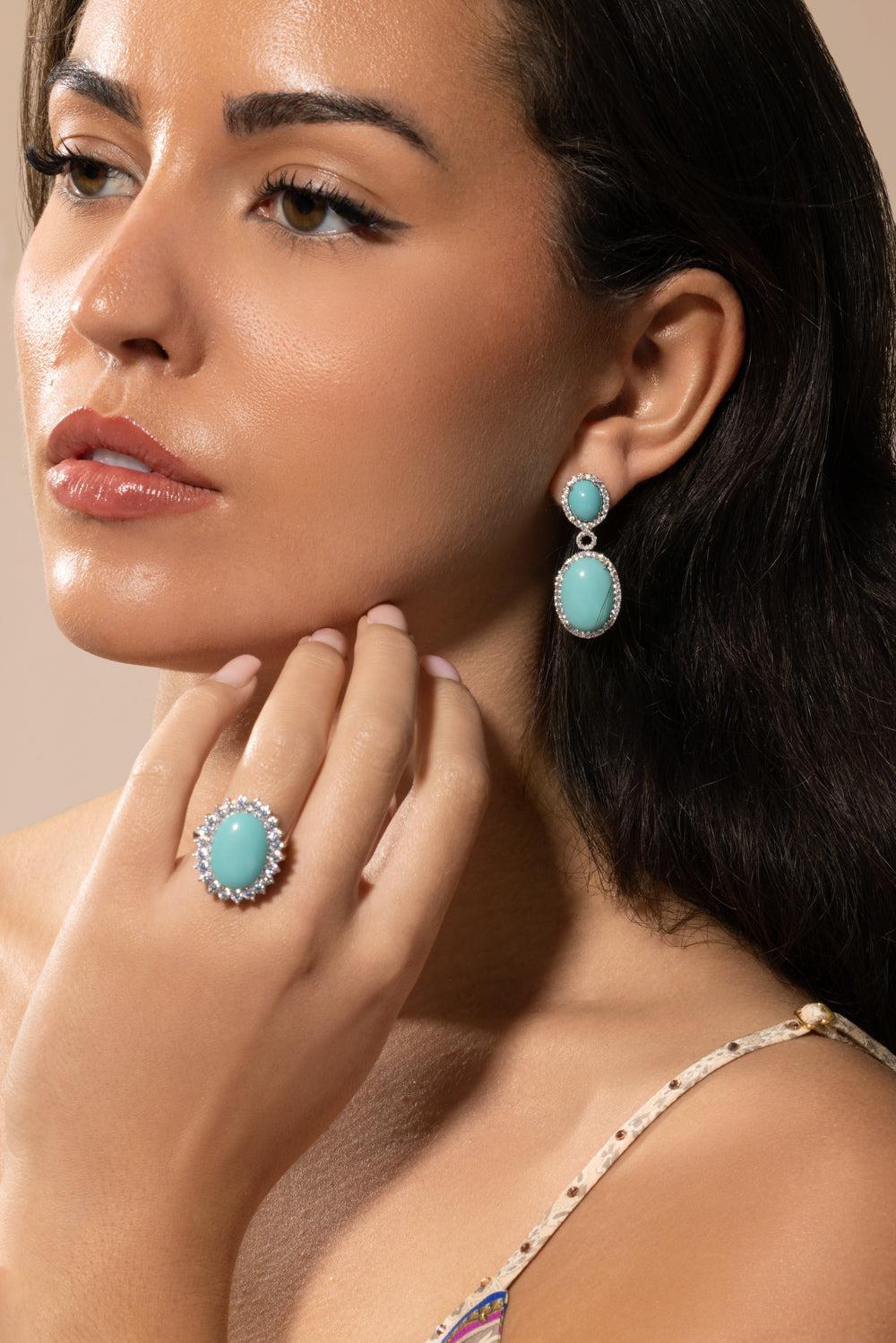 Blue Drop Earrings-WHITE-JEWELRYBOUTIQUEEARRING-FANTASIA by DESERIO