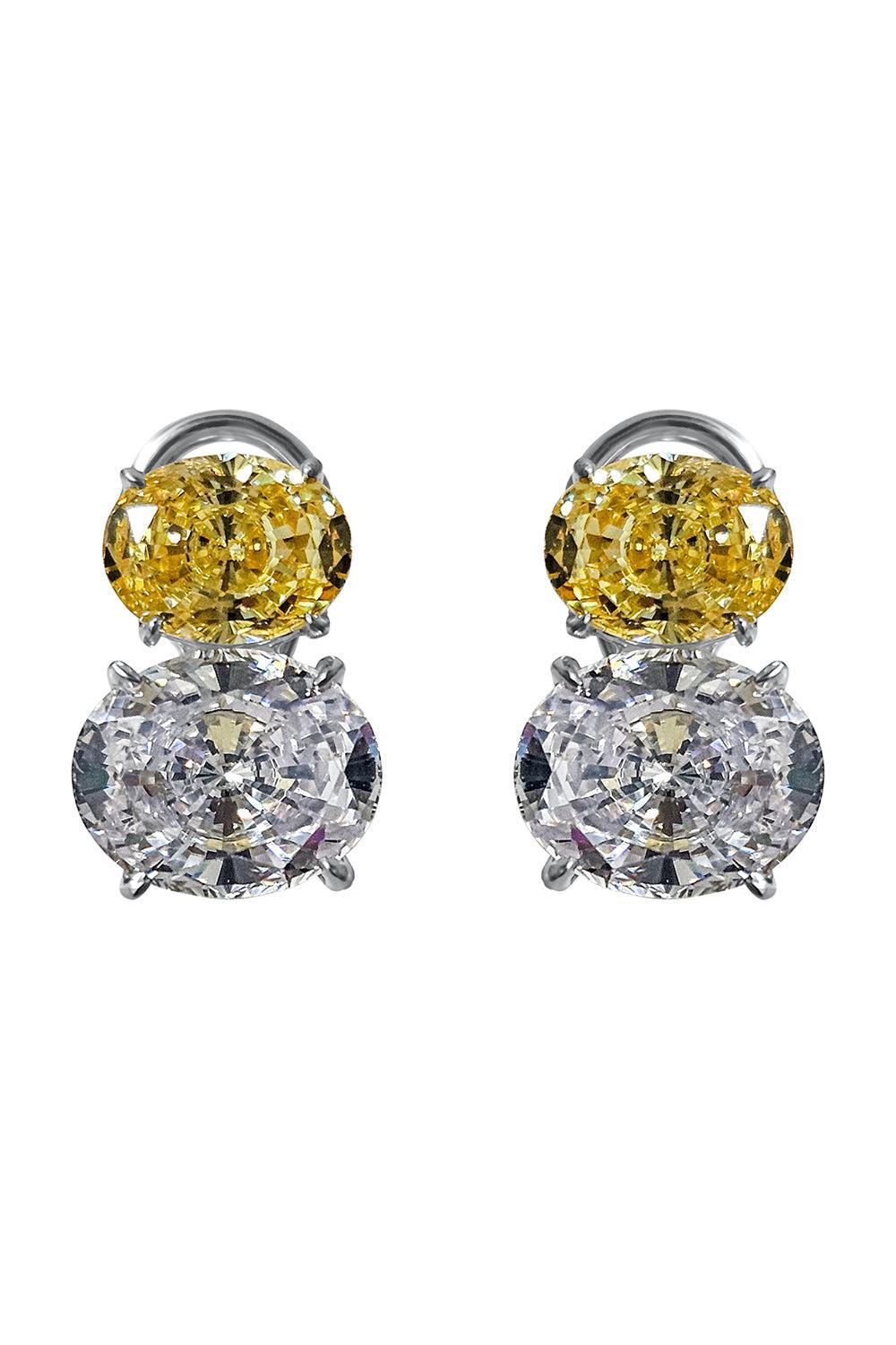 Canary Double Oval Stud Earrings-WHITE-JEWELRYBOUTIQUEEARRING-FANTASIA by DESERIO