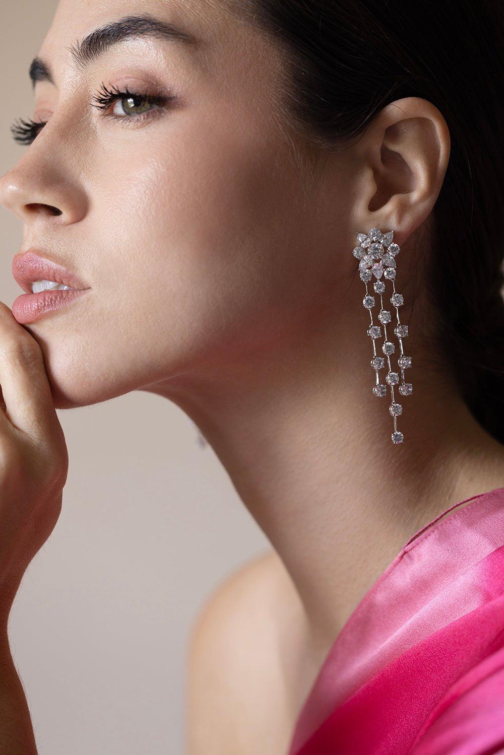 FANTASIA by DESERIO-Chandelier Drop Earrings-WHITE