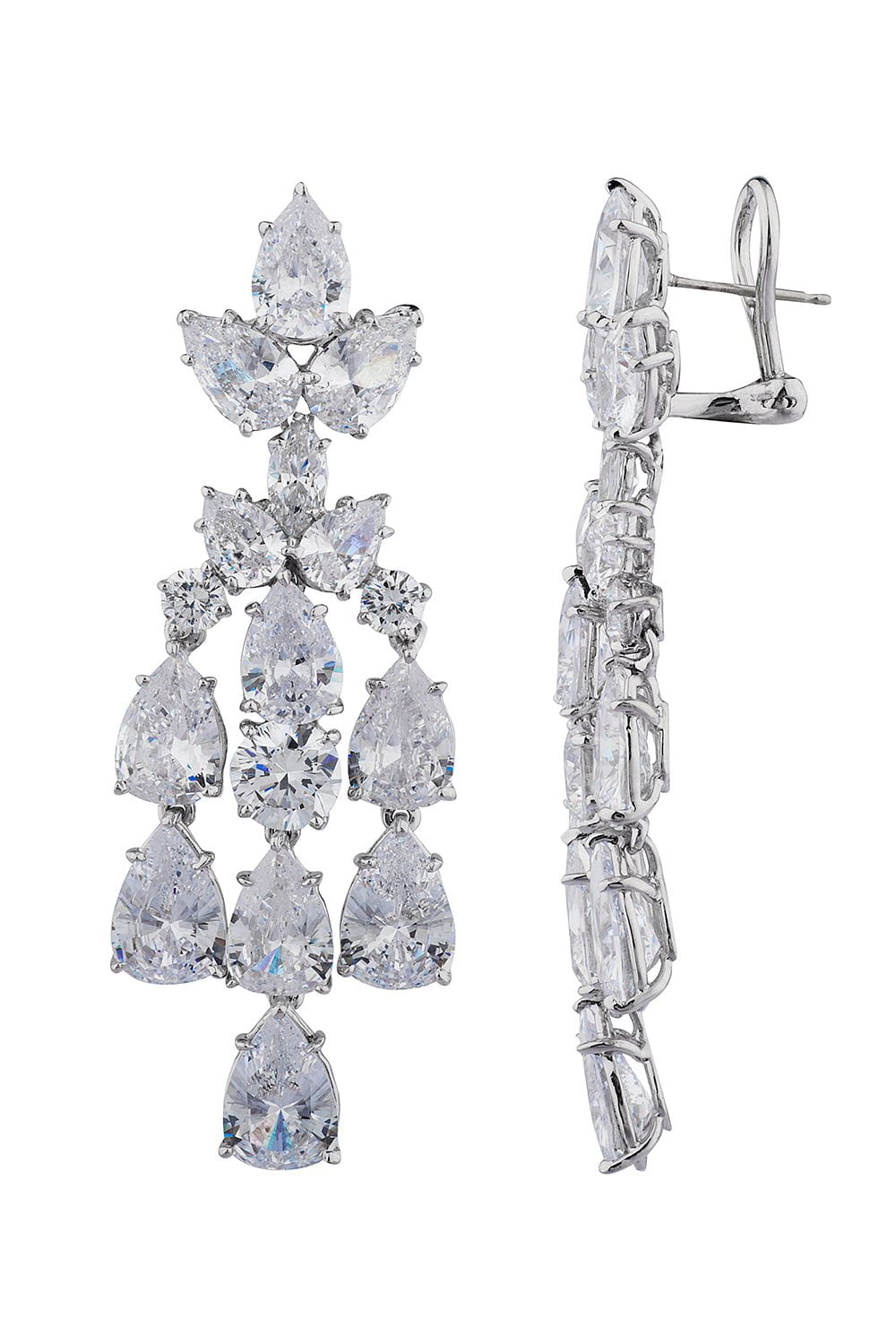 FANTASIA by DESERIO-Cluster Pear Drop Earrings-WHITE