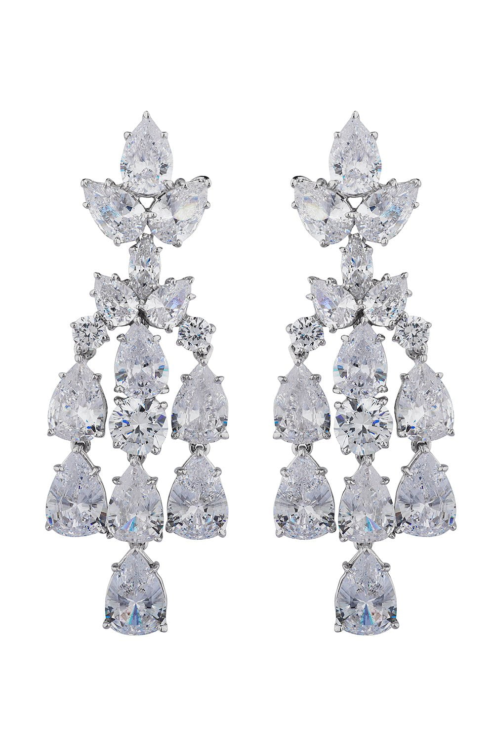 FANTASIA by DESERIO-Cluster Pear Drop Earrings-WHITE