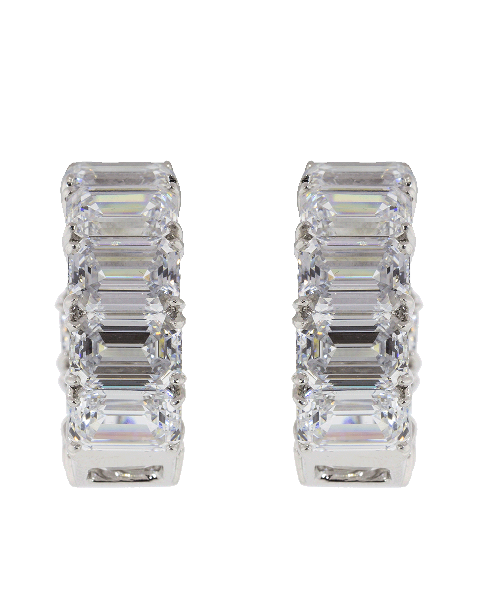 FANTASIA by DESERIO-Cubic Zirconia Asscher Hoop Earrings-WHITE