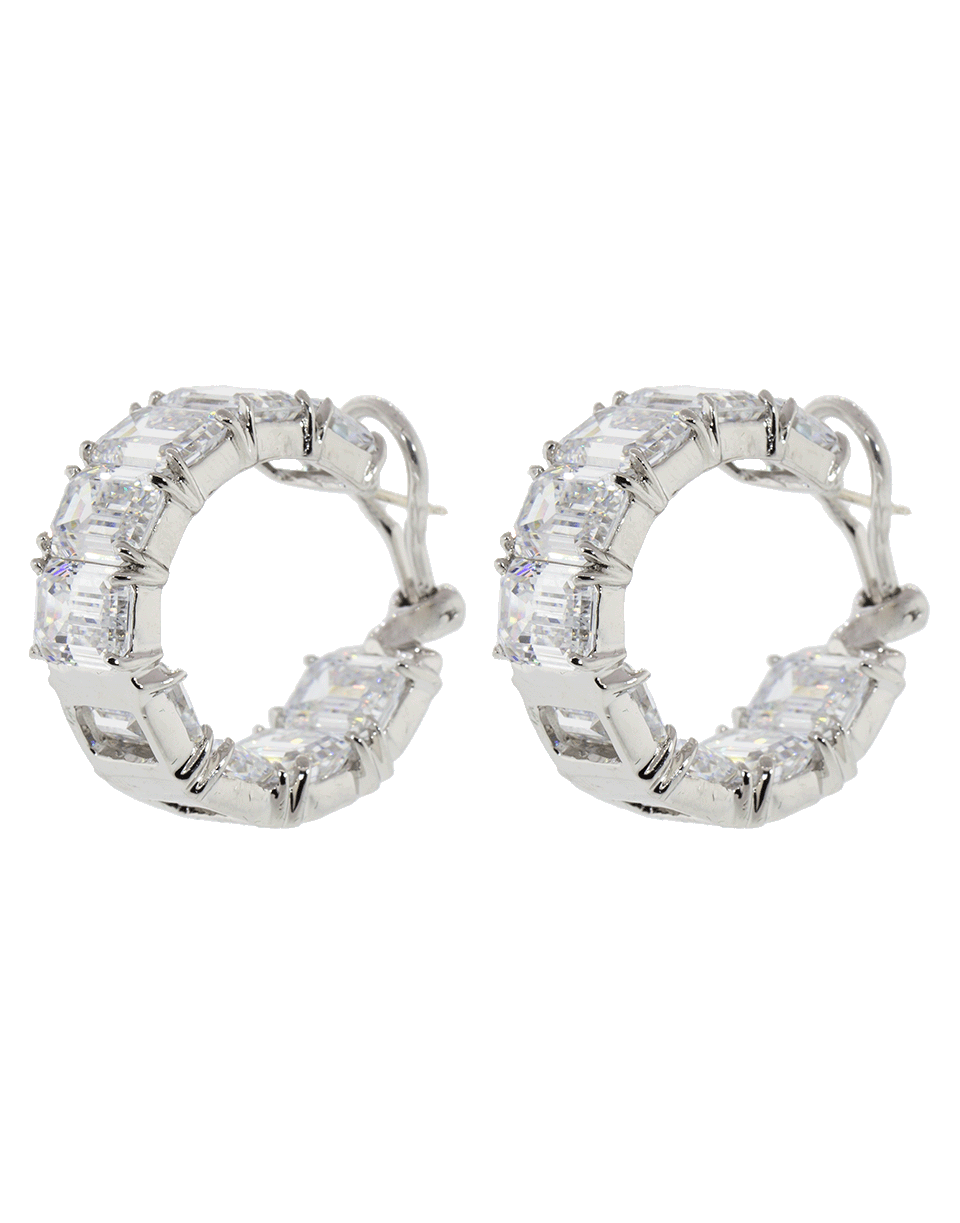 FANTASIA by DESERIO-Cubic Zirconia Asscher Hoop Earrings-WHITE