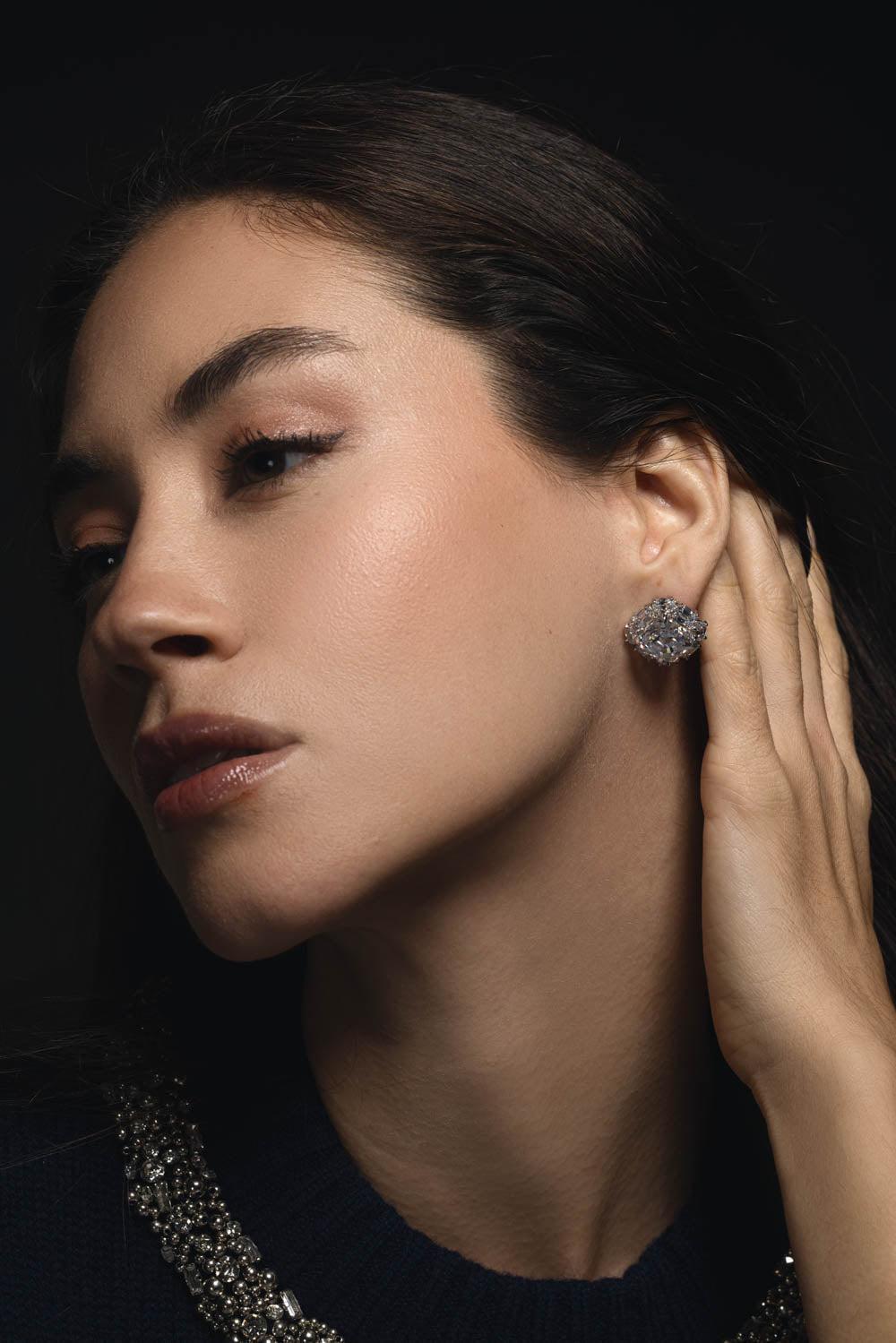 Cushion Cut Stud Earrings-WHITE-JEWELRYBOUTIQUEEARRING-FANTASIA by DESERIO