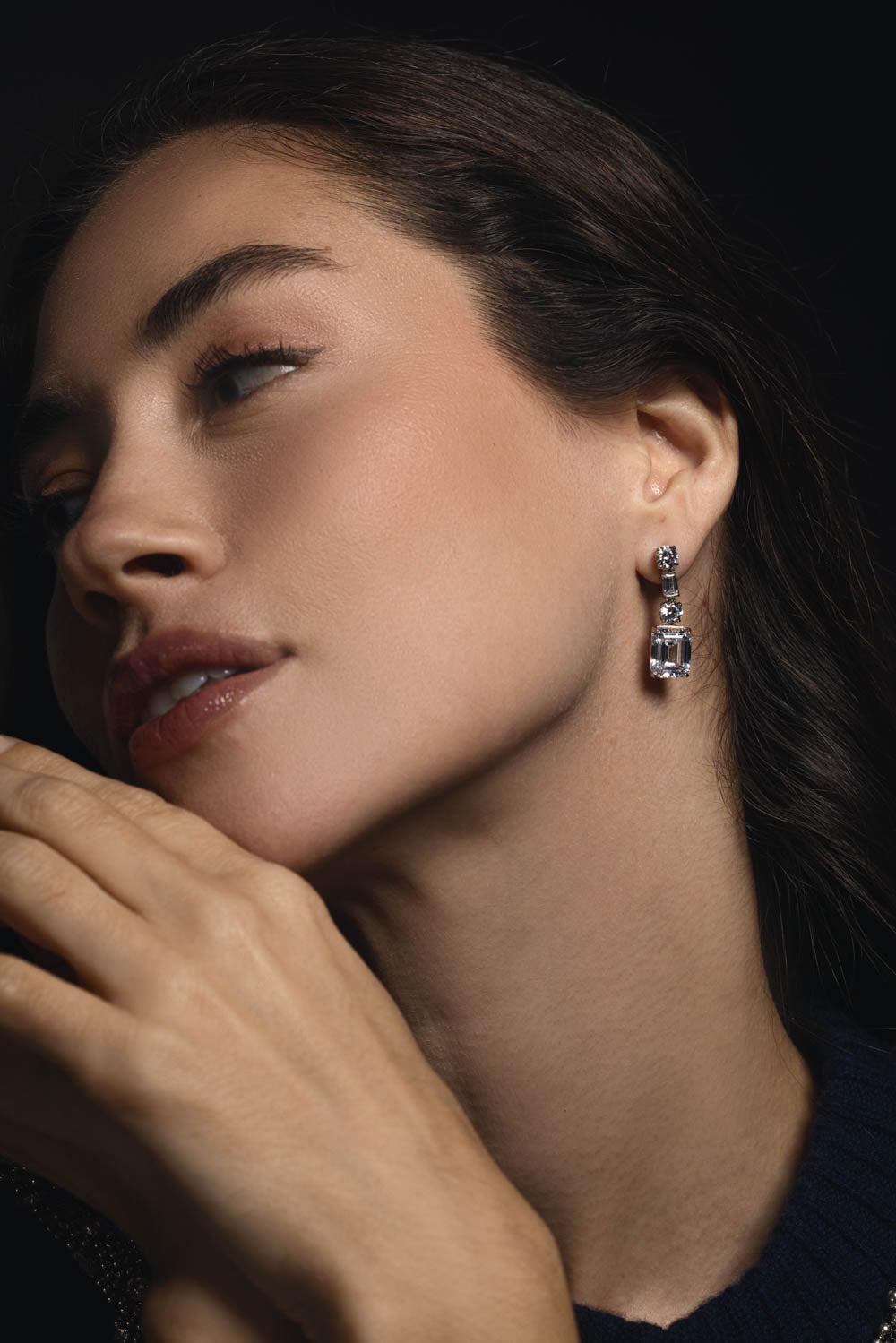 Cz Cut Drop Earrings-WHITE-JEWELRYBOUTIQUEEARRING-FANTASIA by DESERIO
