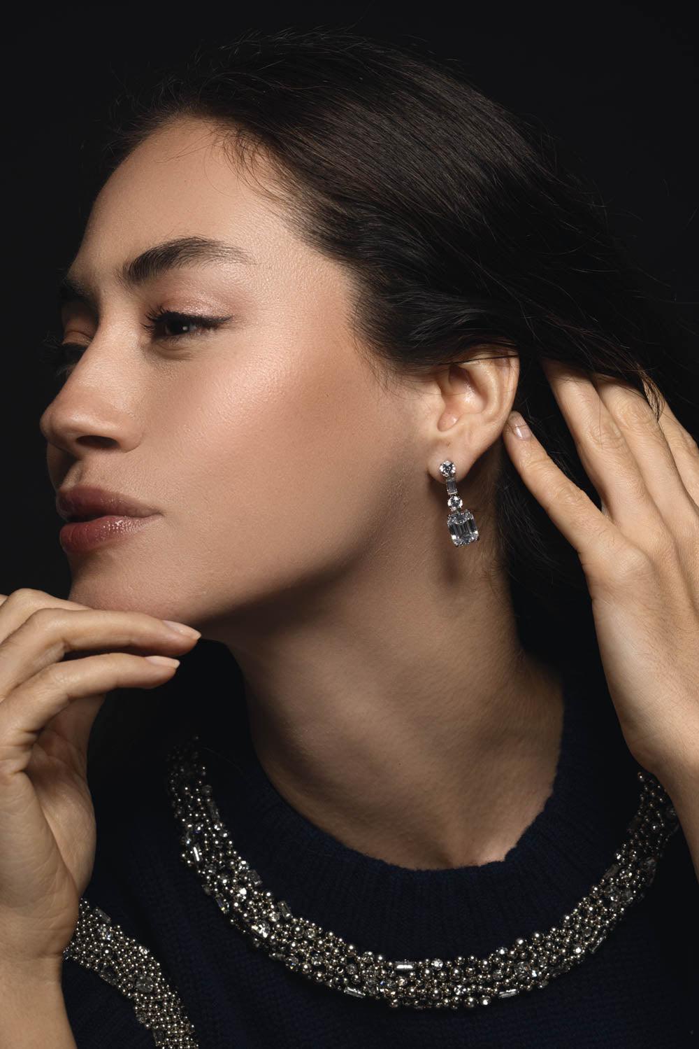 Cz Cut Drop Earrings-WHITE-JEWELRYBOUTIQUEEARRING-FANTASIA by DESERIO