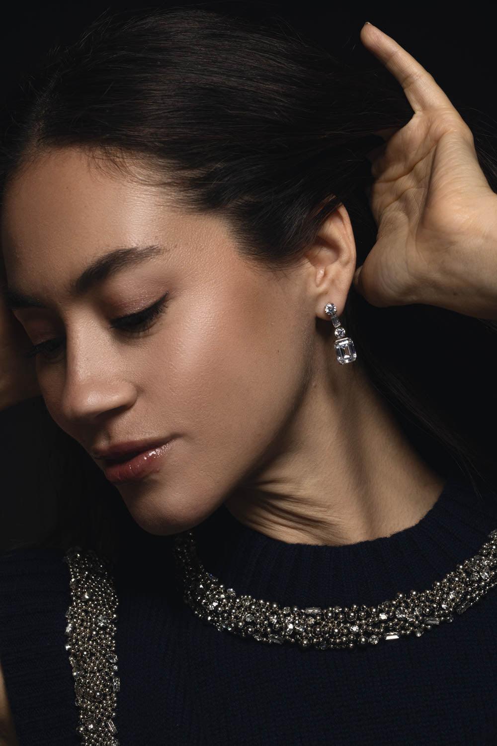 Cz Cut Drop Earrings-WHITE-JEWELRYBOUTIQUEEARRING-FANTASIA by DESERIO