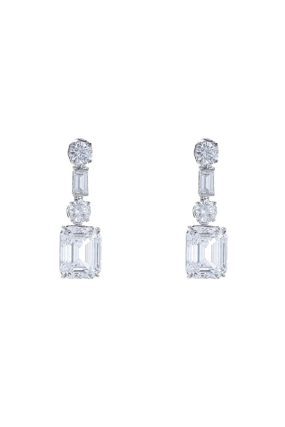 Cz Cut Drop Earrings-WHITE-JEWELRYBOUTIQUEEARRING-FANTASIA by DESERIO
