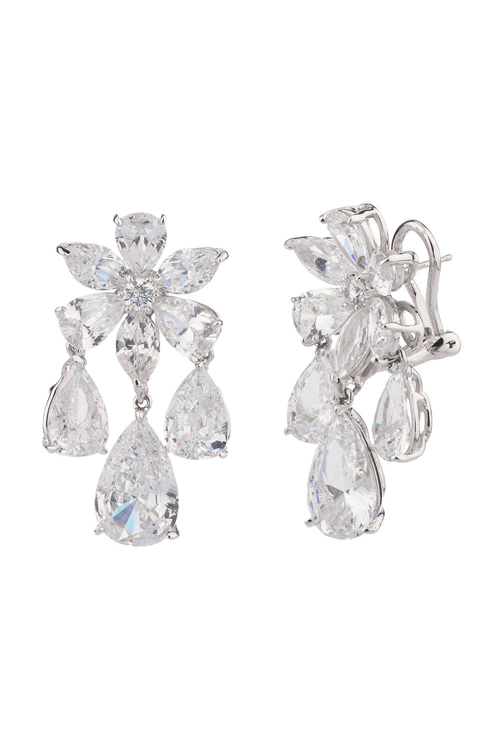 FANTASIA by DESERIO-Flower Waterfall CZ Earring-WHITE