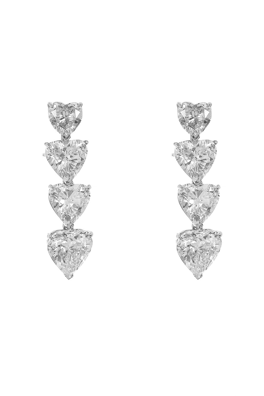 Four Stone Heart Drop Earrings-WHITE-JEWELRYBOUTIQUEEARRING-FANTASIA by DESERIO