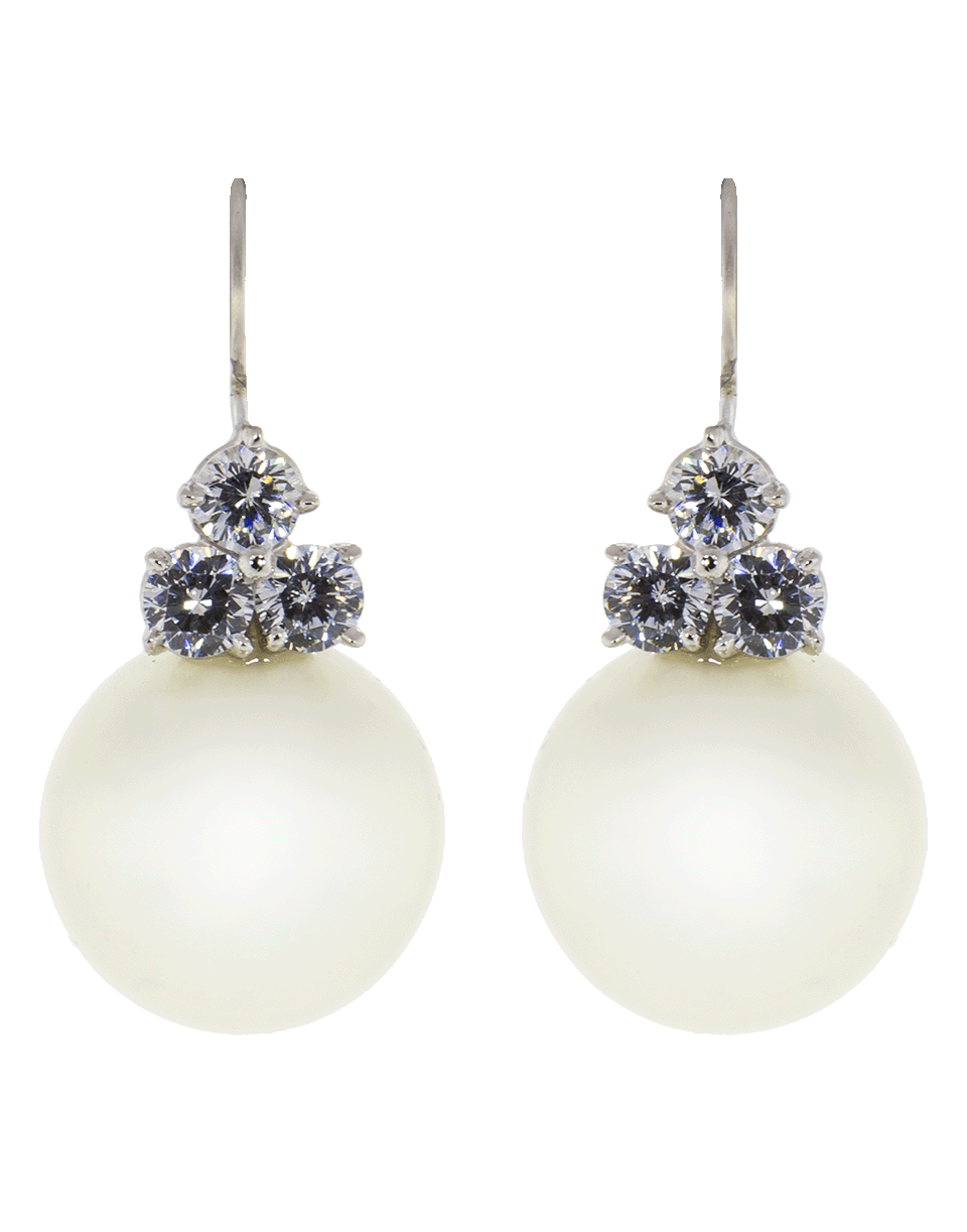 FANTASIA by DESERIO-Cubic Zirconia And Pearl Earrings-WHITE GOLD