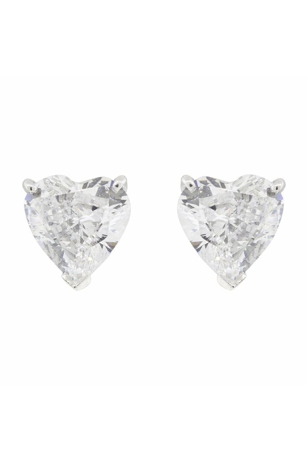 FANTASIA by DESERIO-Heart Stud Earrings-WHITE GOLD