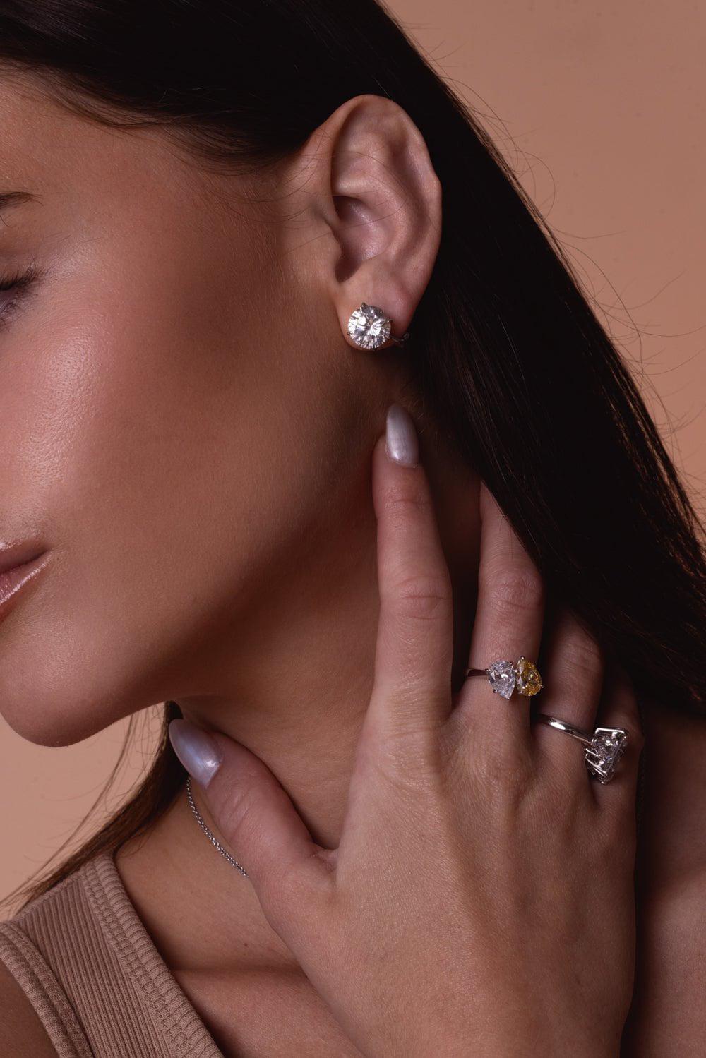 FANTASIA by DESERIO-Medium Cubic Zirconia Stud Earring-