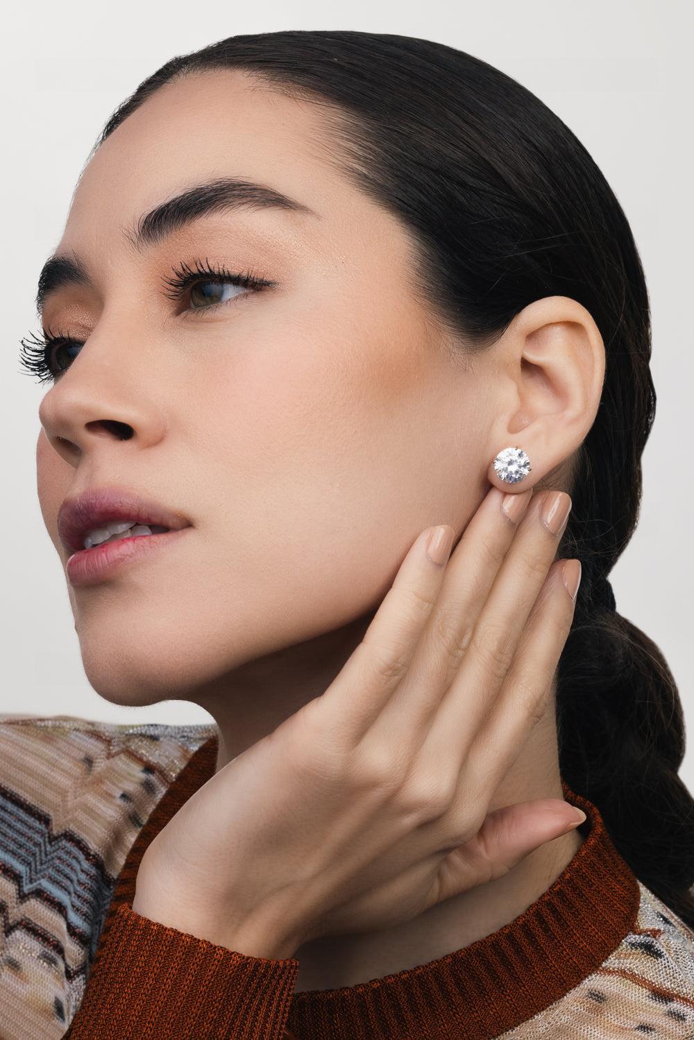 Round Cz Stud Earrings-WHITE GOLD-JEWELRYBOUTIQUEEARRING-FANTASIA by DESERIO