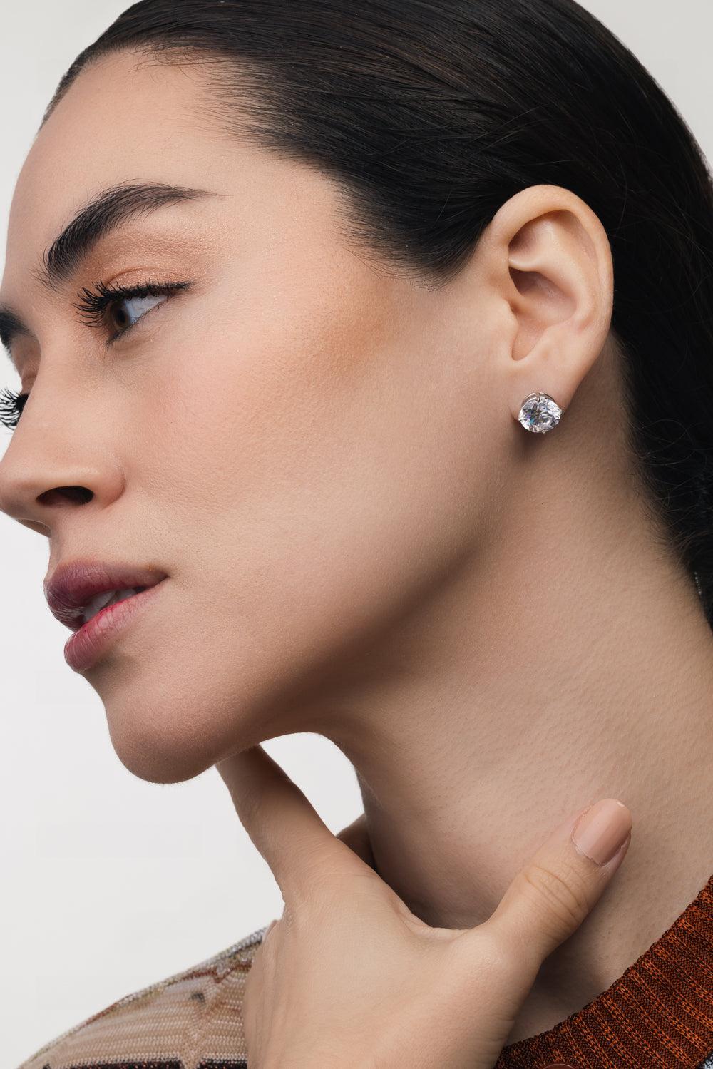 Round Cz Stud Earrings-WHITE GOLD-JEWELRYBOUTIQUEEARRING-FANTASIA by DESERIO