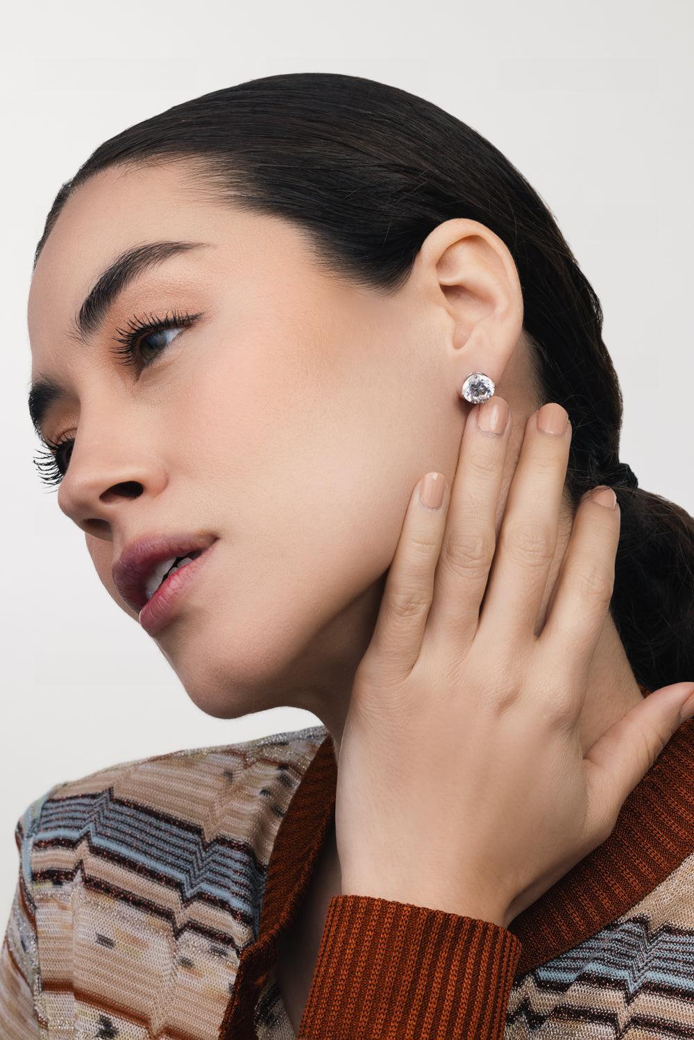 Round Cz Stud Earrings-WHITE GOLD-JEWELRYBOUTIQUEEARRING-FANTASIA by DESERIO