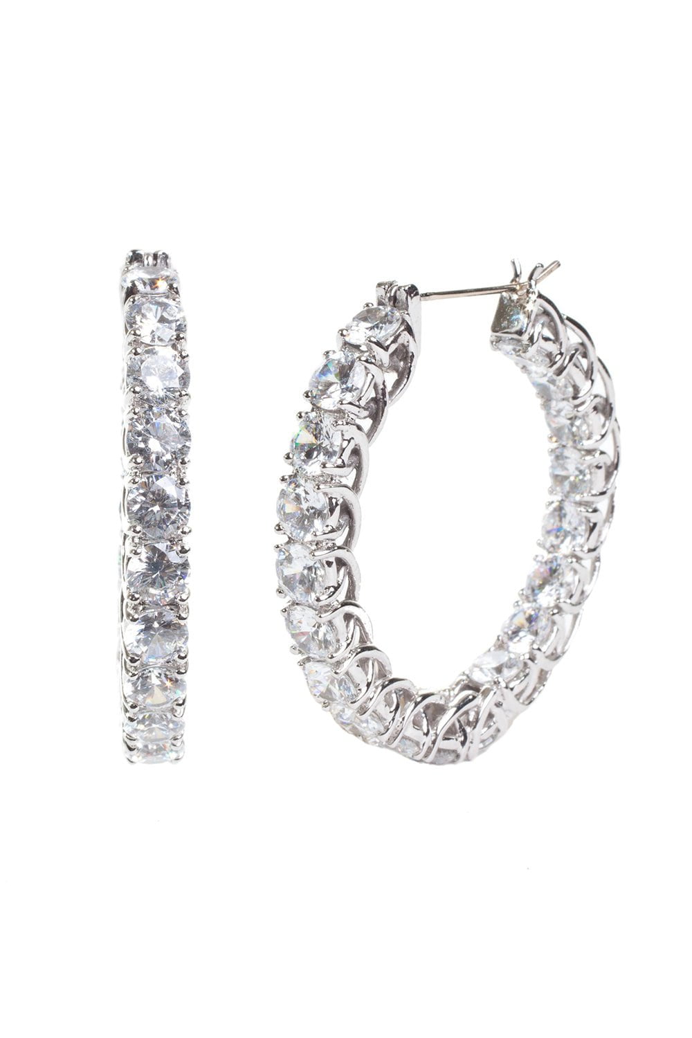 FANTASIA by DESERIO-Inside Outside Hoop Earrings-WHITE