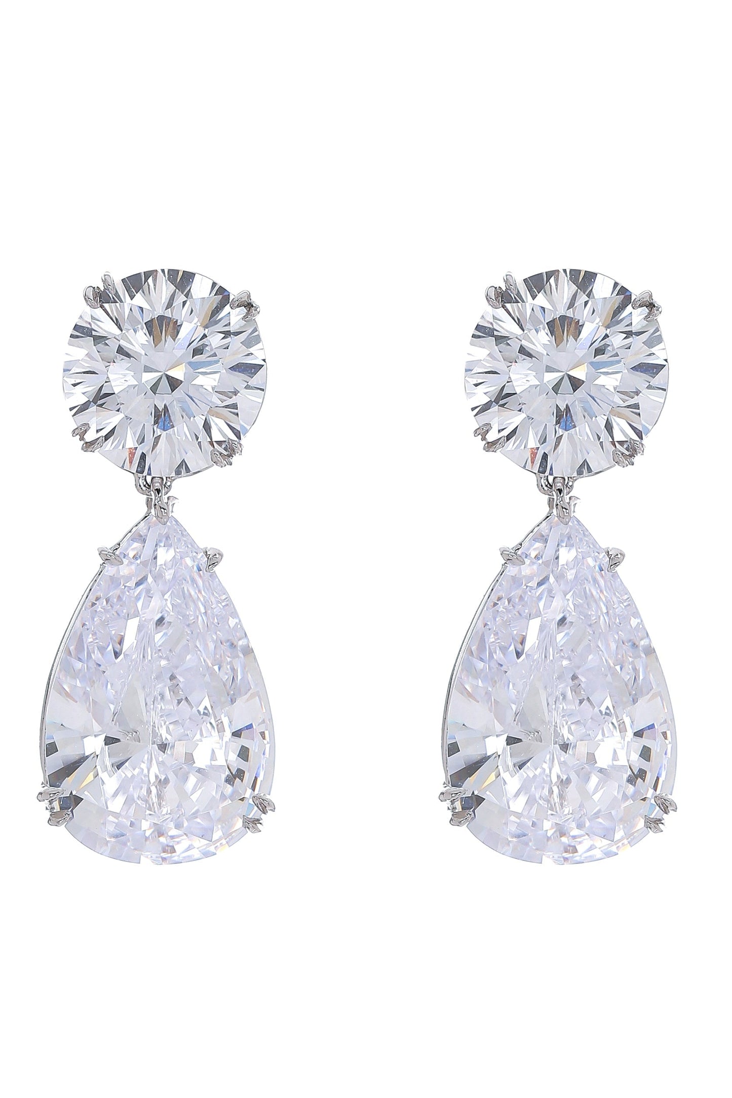 FANTASIA by DESERIO-Large Pear Drop Earrings-WHITE