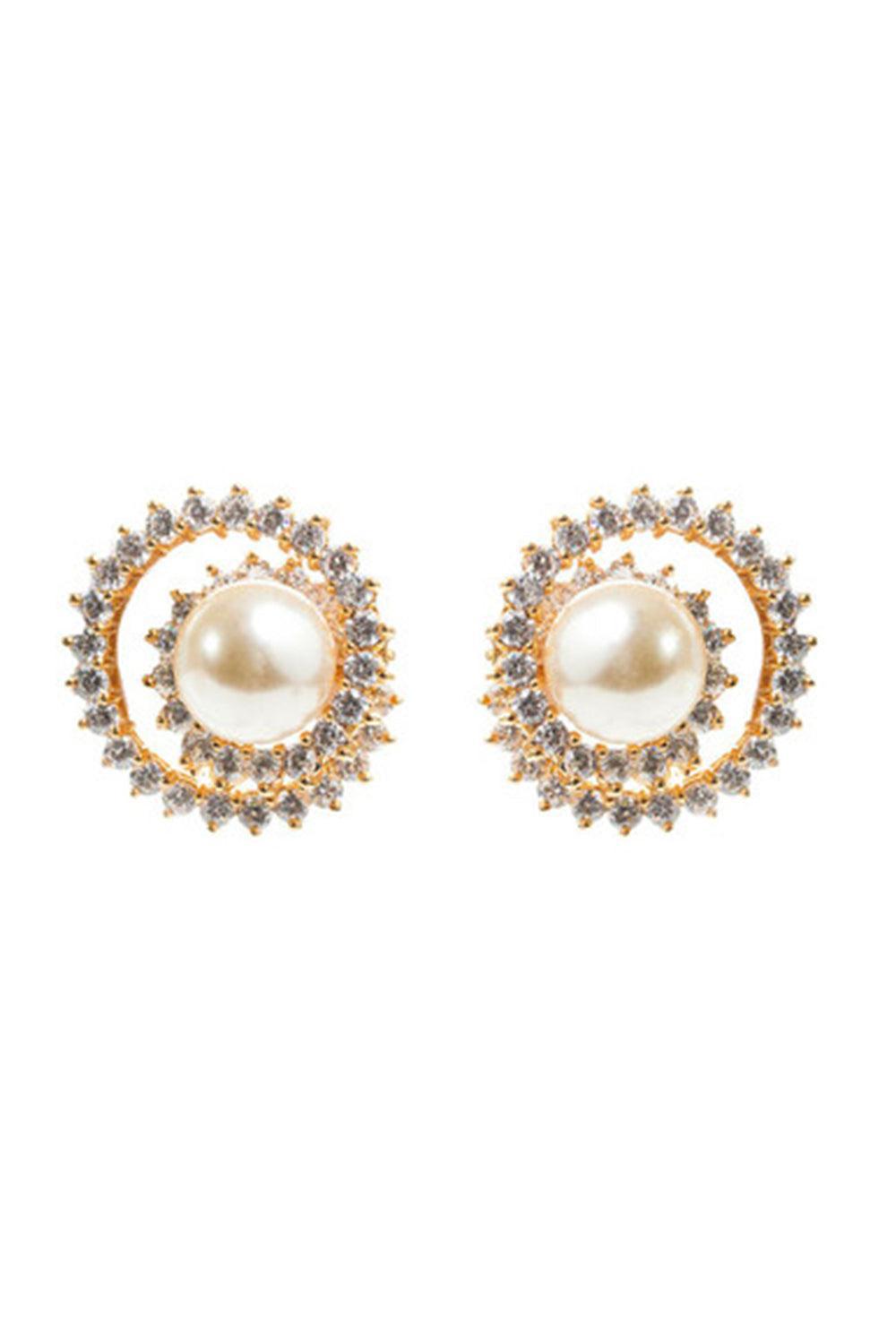 Large White Pearl Swirl Earrings-WHITE-JEWELRYBOUTIQUEEARRING-FANTASIA by DESERIO