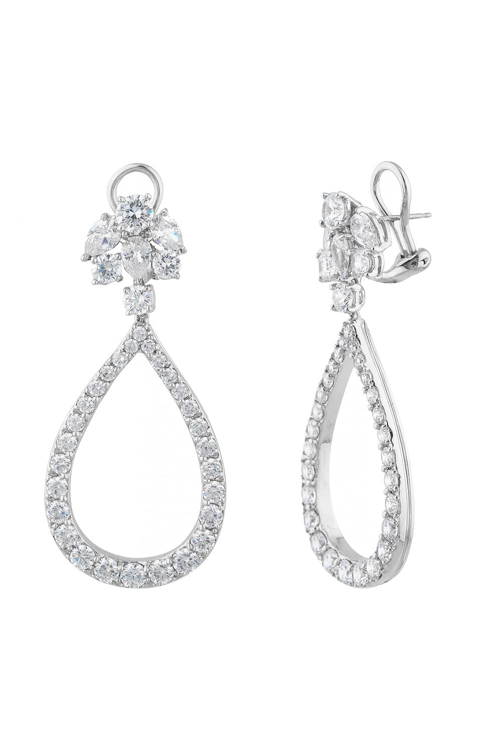 FANTASIA by DESERIO-Open Pear Cluster Earring-WHITE