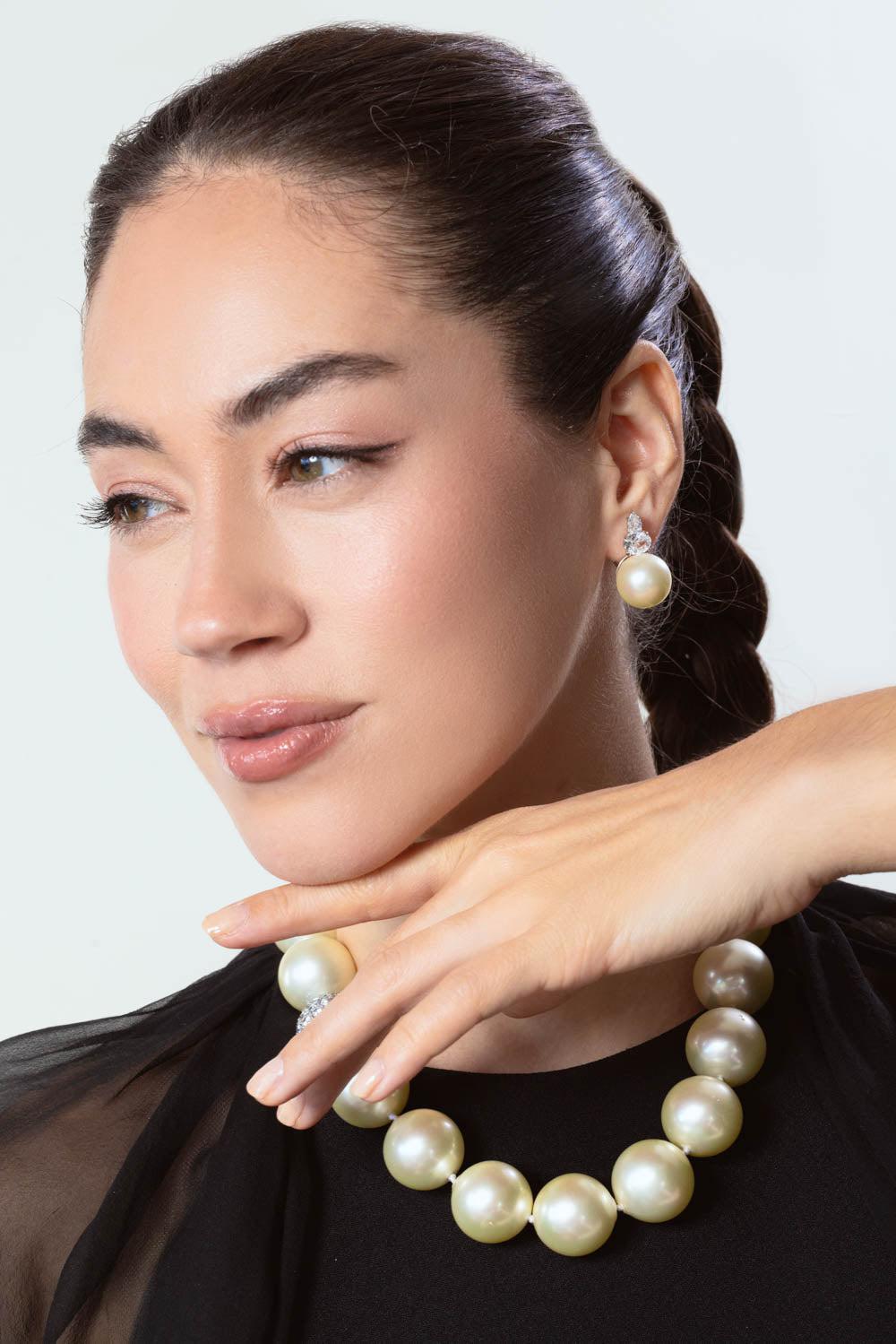 FANTASIA by DESERIO-Oval Cz Pearl Stud Earrings-WHITE
