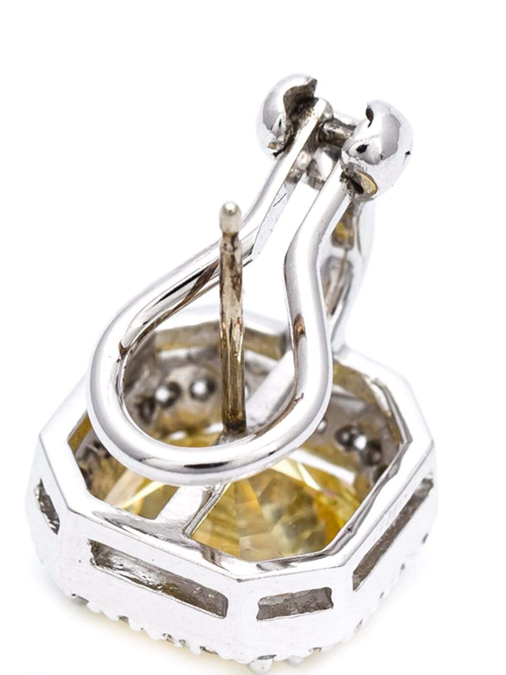 FANTASIA by DESERIO-Pave Asscher Earrings-WHITE