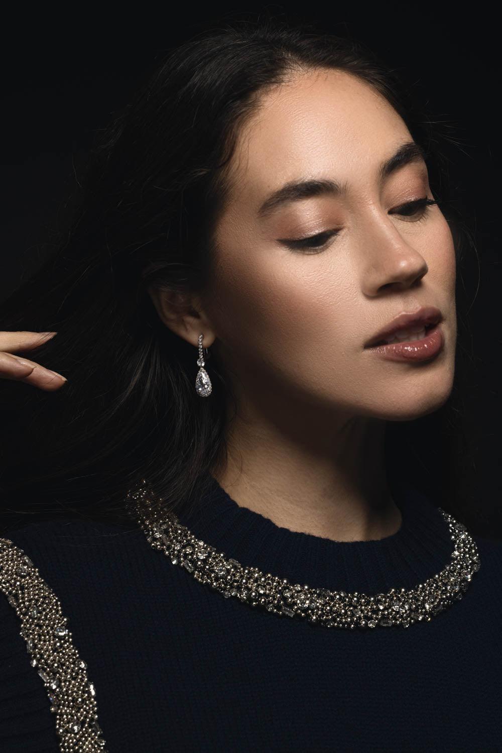 Pave Cz Drop Earrings-WHITE-JEWELRYBOUTIQUEEARRING-FANTASIA by DESERIO