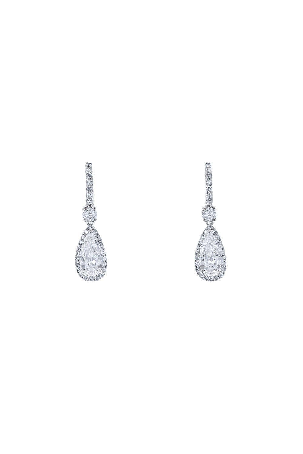 Pave Cz Drop Earrings-WHITE-JEWELRYBOUTIQUEEARRING-FANTASIA by DESERIO