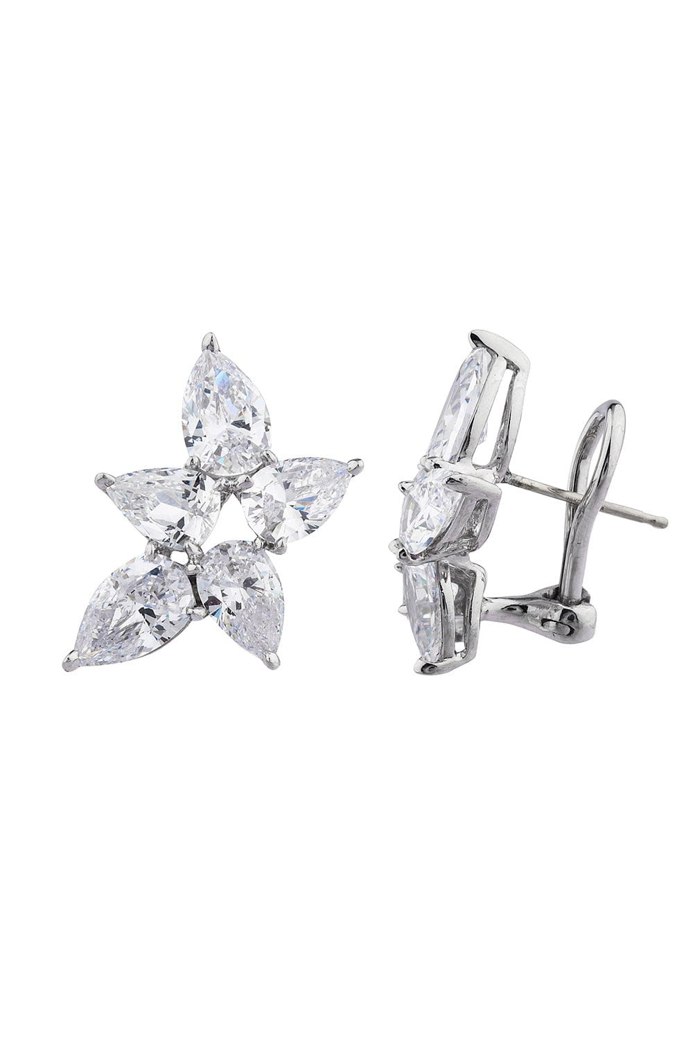 FANTASIA by DESERIO-Pear Shape Cluster Earring-WHITE