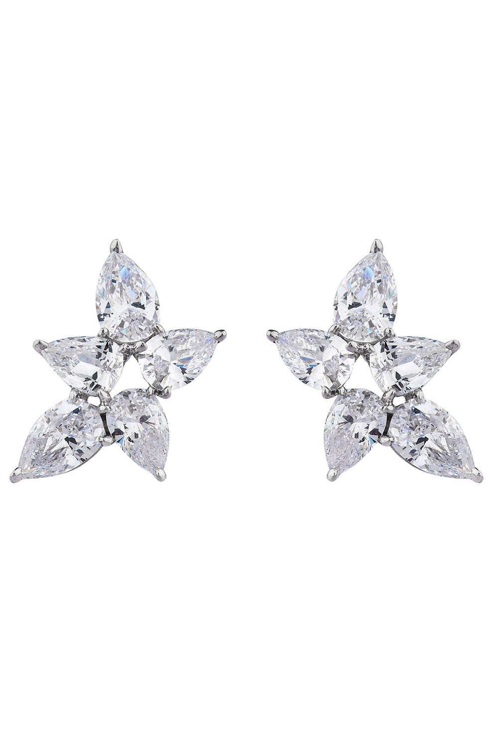 FANTASIA by DESERIO-Pear Shape Cluster Earring-WHITE