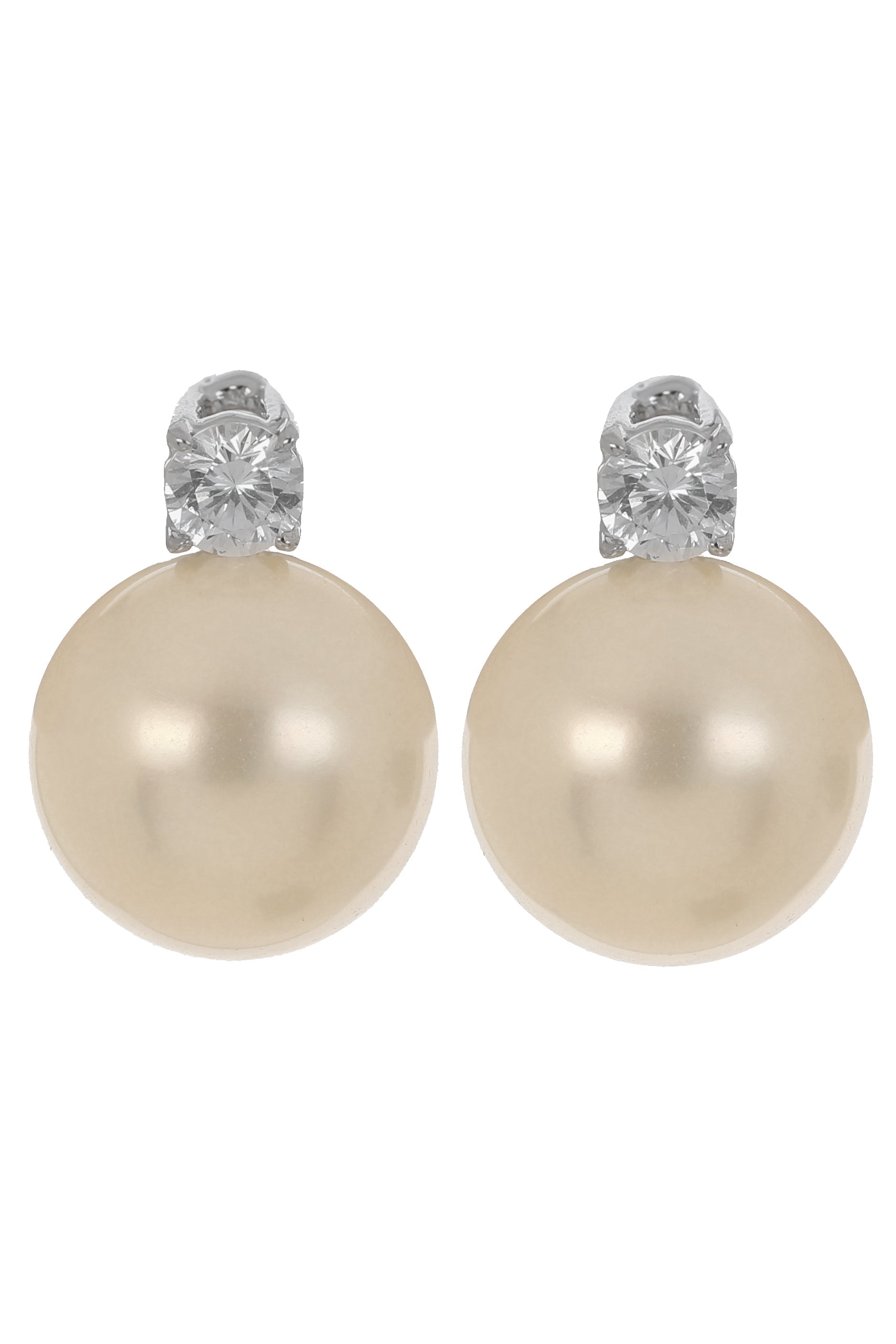 FANTASIA by DESERIO-Pearl and Cubic Zirconia Stud-WHITE