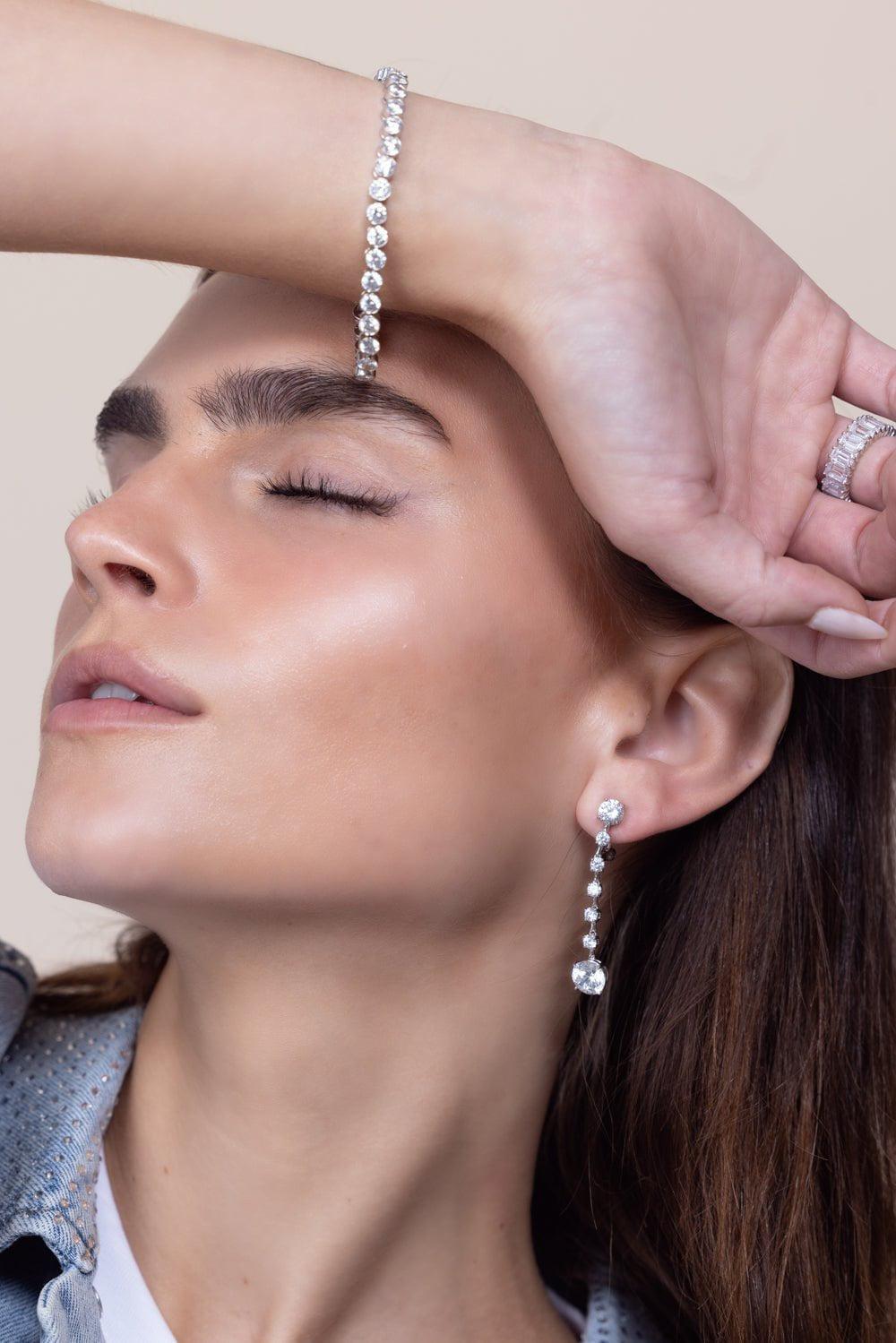 FANTASIA by DESERIO-Round Drop Earrings-WHITE