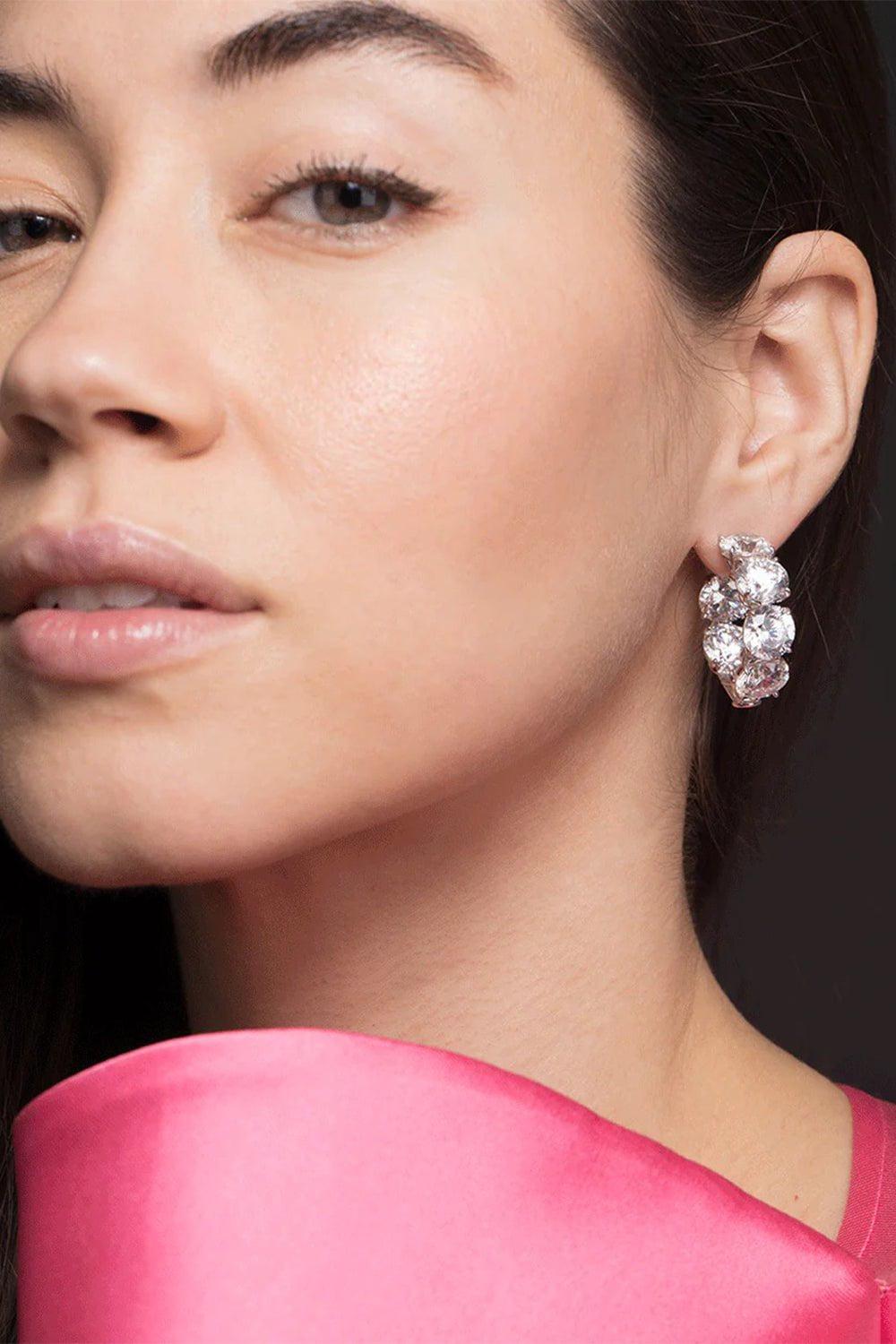 FANTASIA by DESERIO-Round Hoop Earrings-WHITE