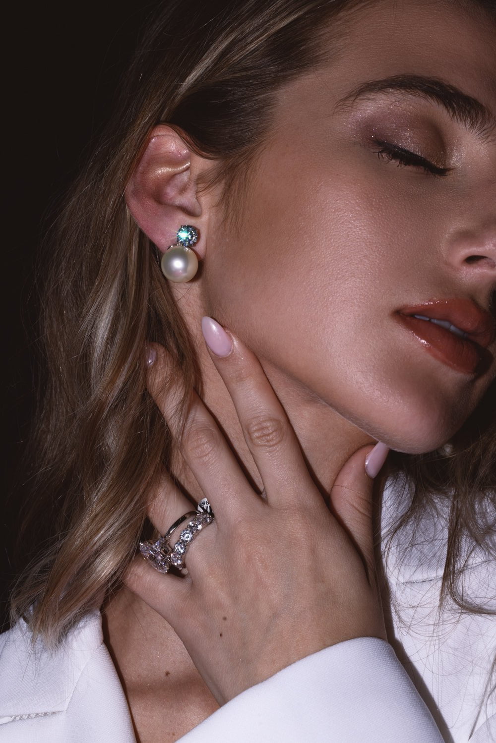 FANTASIA by DESERIO-Round Pearl Stud Earrings-WHITE
