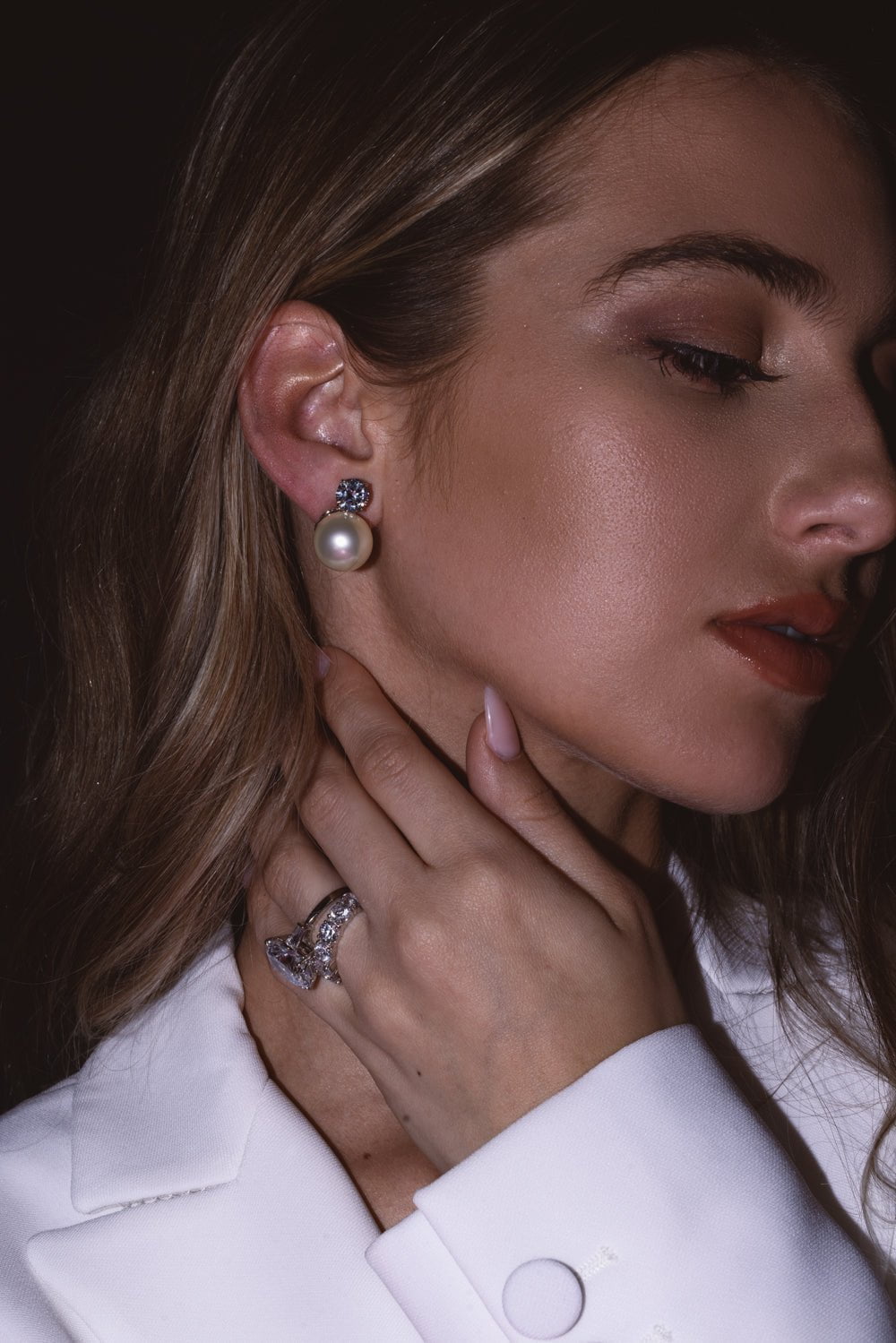 FANTASIA by DESERIO-Round Pearl Stud Earrings-WHITE