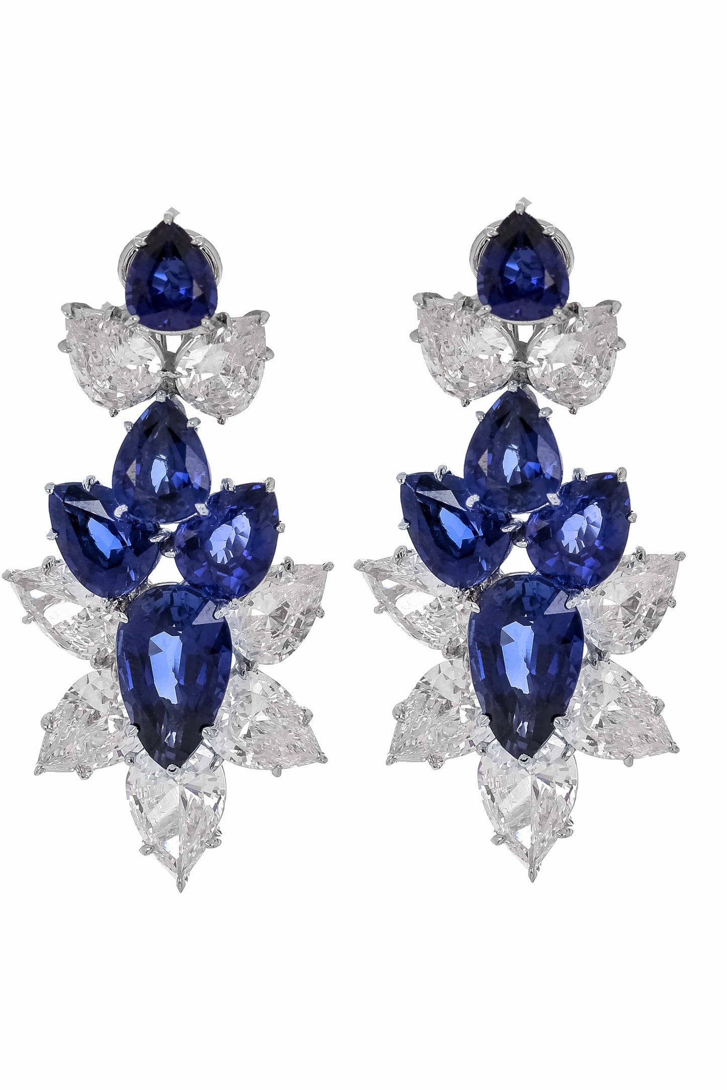 FANTASIA by DESERIO-Sapphire Cubic Zirconia Cluster Drop Earrings-WHITE