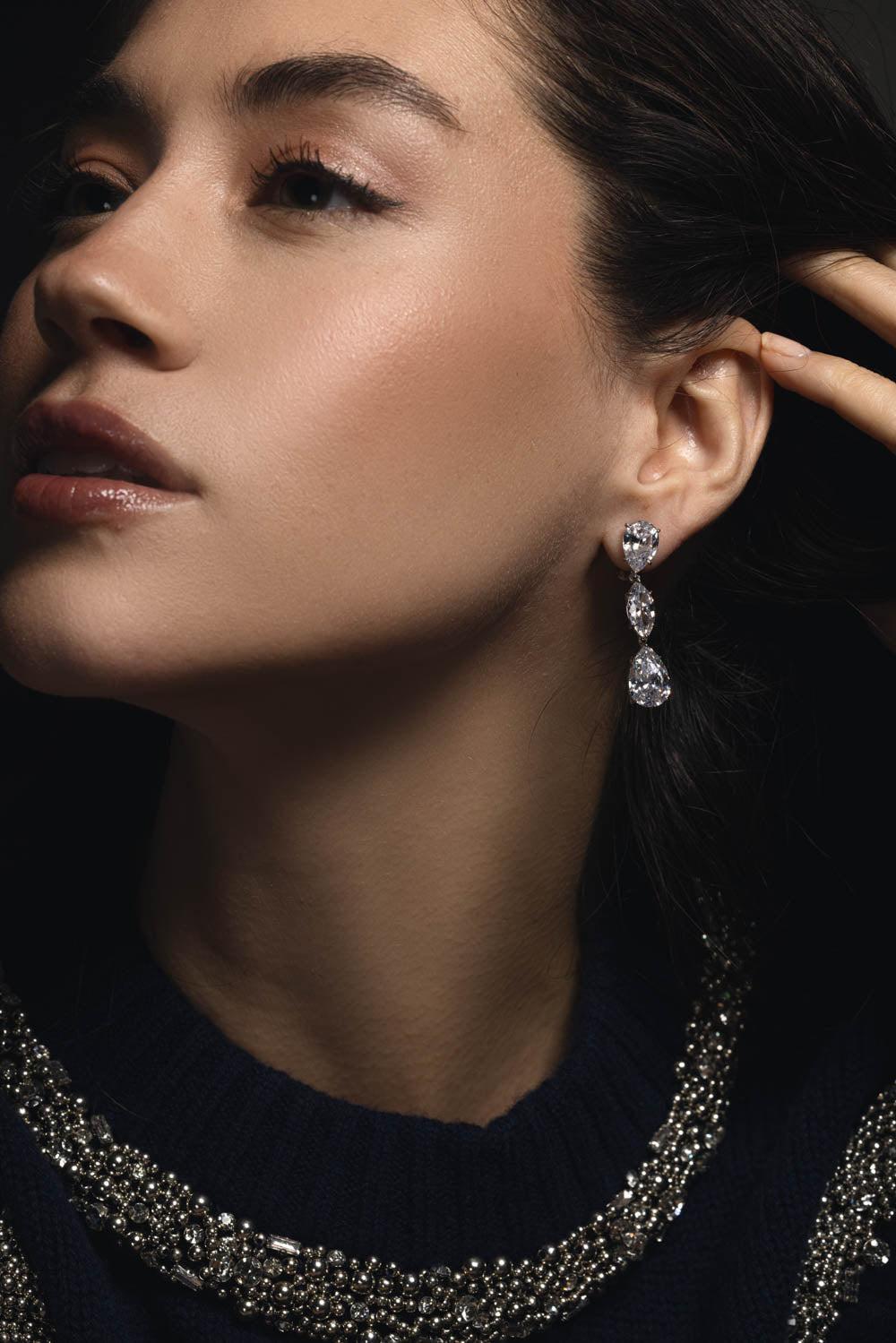 Three Drop Line Earrings-WHITE-JEWELRYBOUTIQUEEARRING-FANTASIA by DESERIO
